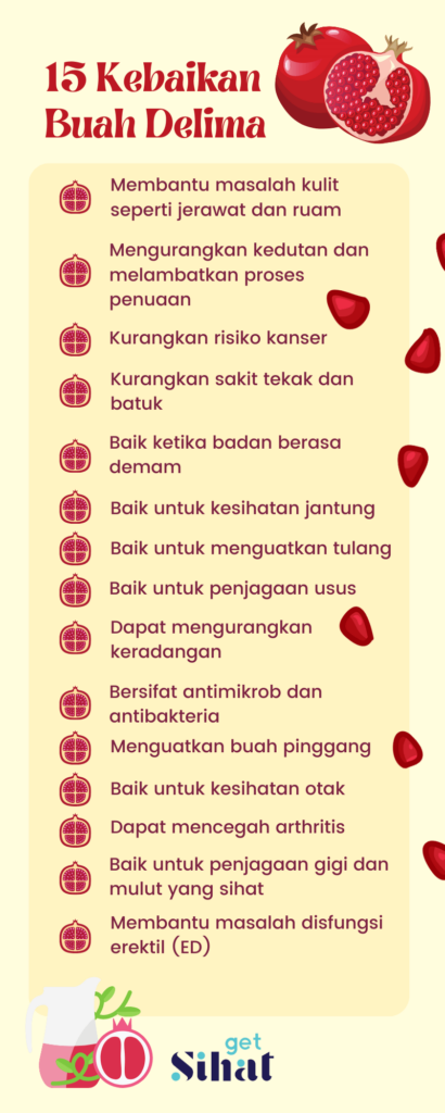Khasiat Kebaikan Buah delima infographic