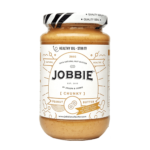 JOBBIE Chunky Pure Peanut Butter (380g) - No Sugar & Salt